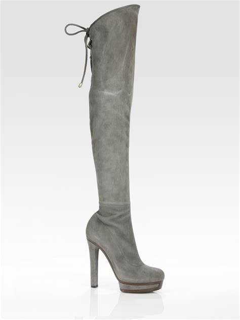 gucci suede over the knee boots